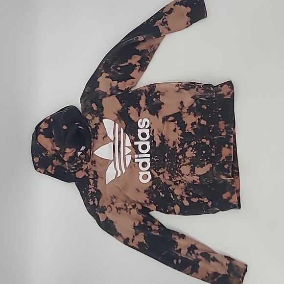 Adidas bleach Dyed hoodie sweatshirt youth large faded black - Picture 1 of 10